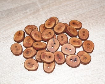 29 Handmade juniper wood Tree Branch Buttons with bark , accessories (0,98" diameter x 0,20" thick)