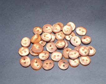 Small 35 Handmade apple wood Tree Branch Buttons with bark , accessories (0,55" diameter x 0,16" thick)