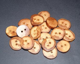 18 Handmade apple wood Tree Branch Buttons , accessories (1,02" diameter x 0,20" thick)