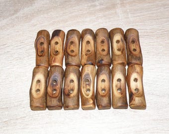 Large 14 Handmade acacia wood Tree Branch Buttons , accessories (1,77" diameter x 0,55" thick)