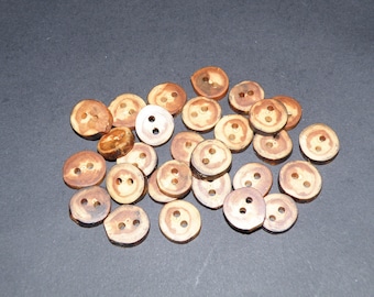 Small 28 Handmade apple wood Tree Branch Buttons with bark , accessories (0,55" diameter x 0,16" thick)