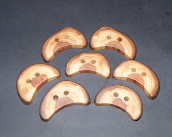 Large 7 Handmade apple wood Tree Branch Buttons , accessories (0,98"- 1,97" diameter x 0,28" thick)