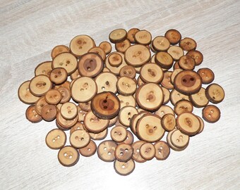100 Handmade  wood buttons