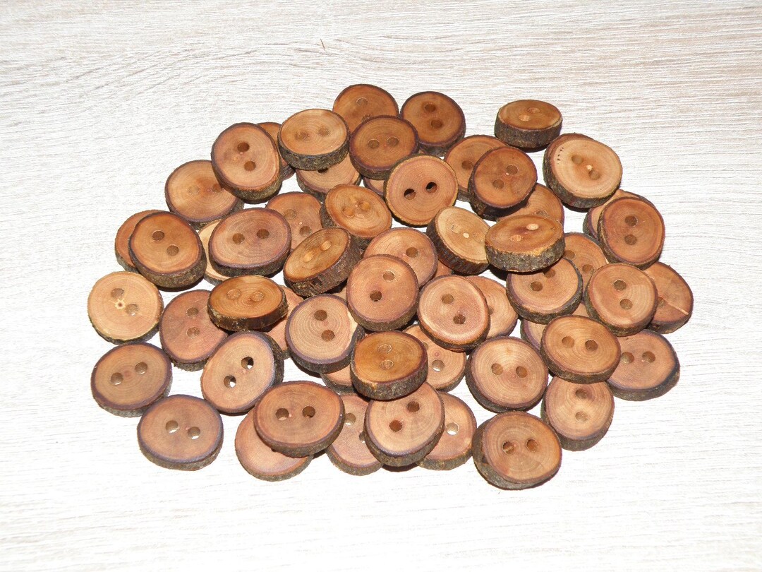 Small 60 Handmade Apple Wood Tree Branch Buttons With Bark ...
