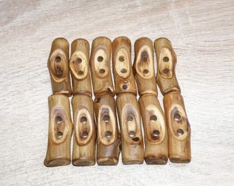 Large 12 Handmade acacia wood Tree Branch Buttons , accessories (1,77" diameter x 0,55" thick)