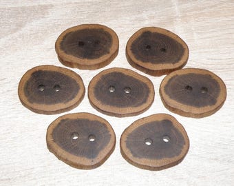 Large 7 Handmade oak wood Tree Branch Buttons , accessories (1,89"diameter x 0,31" thick)
