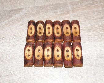 Large 12 Handmade juniper wood Tree Branch Buttons , accessories (1,77" diameter x 0,63" thick)