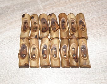 Large 14 Handmade acacia wood Tree Branch Buttons , accessories (1,77" diameter x 0,55" thick)