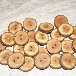 accessories 0,98 diameter x 0,20 thick 24 Handmade wood Tree Branch Buttons