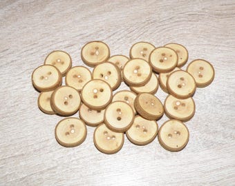 26 Handmade lilac wood Tree Branch Buttons with Bark, accessories ( 0,75" diameter x 0,16" thick)