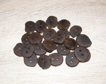 Small 23 Handmade oak wood buttons , accessories (0,79" diameter x 0,16" thick)