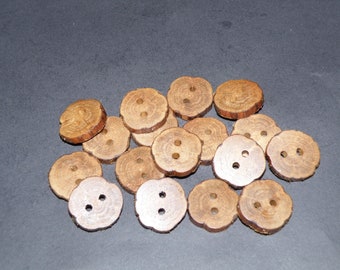 17 Handmade oak wood buttons , accessories (0,87" diameter x 0,20" thick)