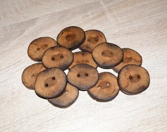 Large 13 Handmade oak wood Tree Branch Buttons , accessories (1,57" diameter x 0,24" thick)