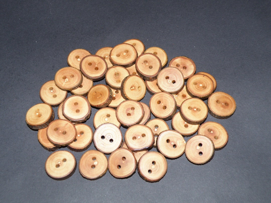 Small 46 Handmade Apple Wood Tree Branch Buttons With Bark ...