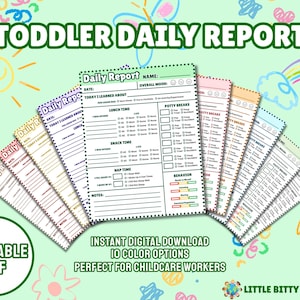 Downloadable Toddler Daily Report Sheet PDF - Printable Daycare Daily Log, Childcare Communication Sheet, Instant Download