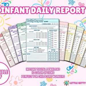 Downloadable Infant Daily Report Sheet PDF - Printable Daycare Daily Log, Childcare Communication Sheet, Instant Download