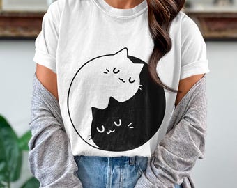 Yin Yang Cat T-Shirt: Zen Spiritual Cat Lover Gift