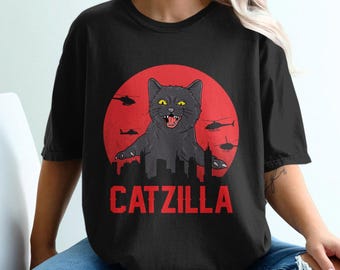 Catzilla T-Shirt: Funny Cat Parody, Cat Mom Gift