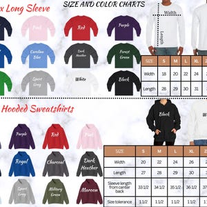 men's and women's long sleeve shirts sizes chart