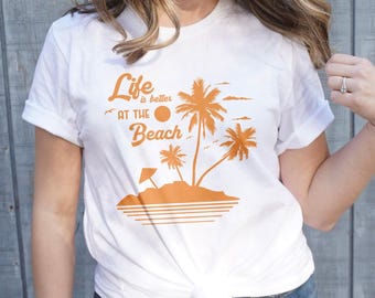 Retro Sunset Beach T-Shirt: Palm Tree Graphic Tee
