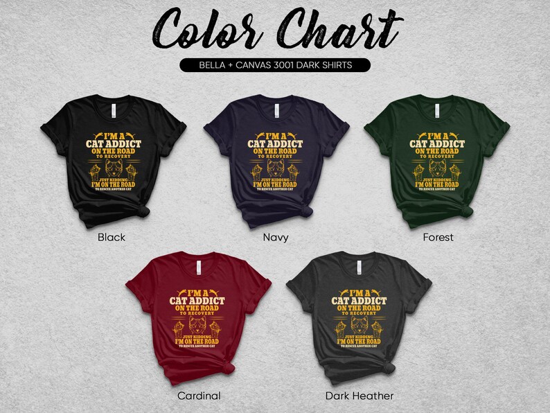 a group of t - shirts that say color chart