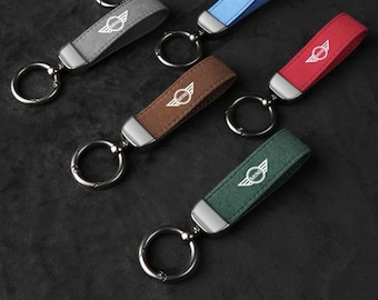 Mini Cooper JCW Keychain Leather Keyring | F54 F55 F56 F57 F60 R50 R52 R53 R55 R56 | Suede Car Accessories | Gift for Men