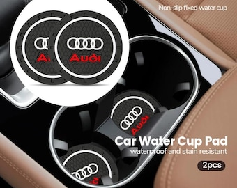 Audi Cup Holder Coasters – Anti-Slip Silicone Car Drink Mats for Audi S Line A1 A3 A4 A5 A6 A7 A8 Q7 Q8 RS3 RS4 RS5 RS6 Interior Accessories