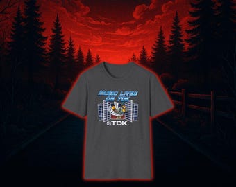 Music lives on Retro Boombox | TDK Graphic T-Shirt | Tape Deck Graphics Stranger Meme