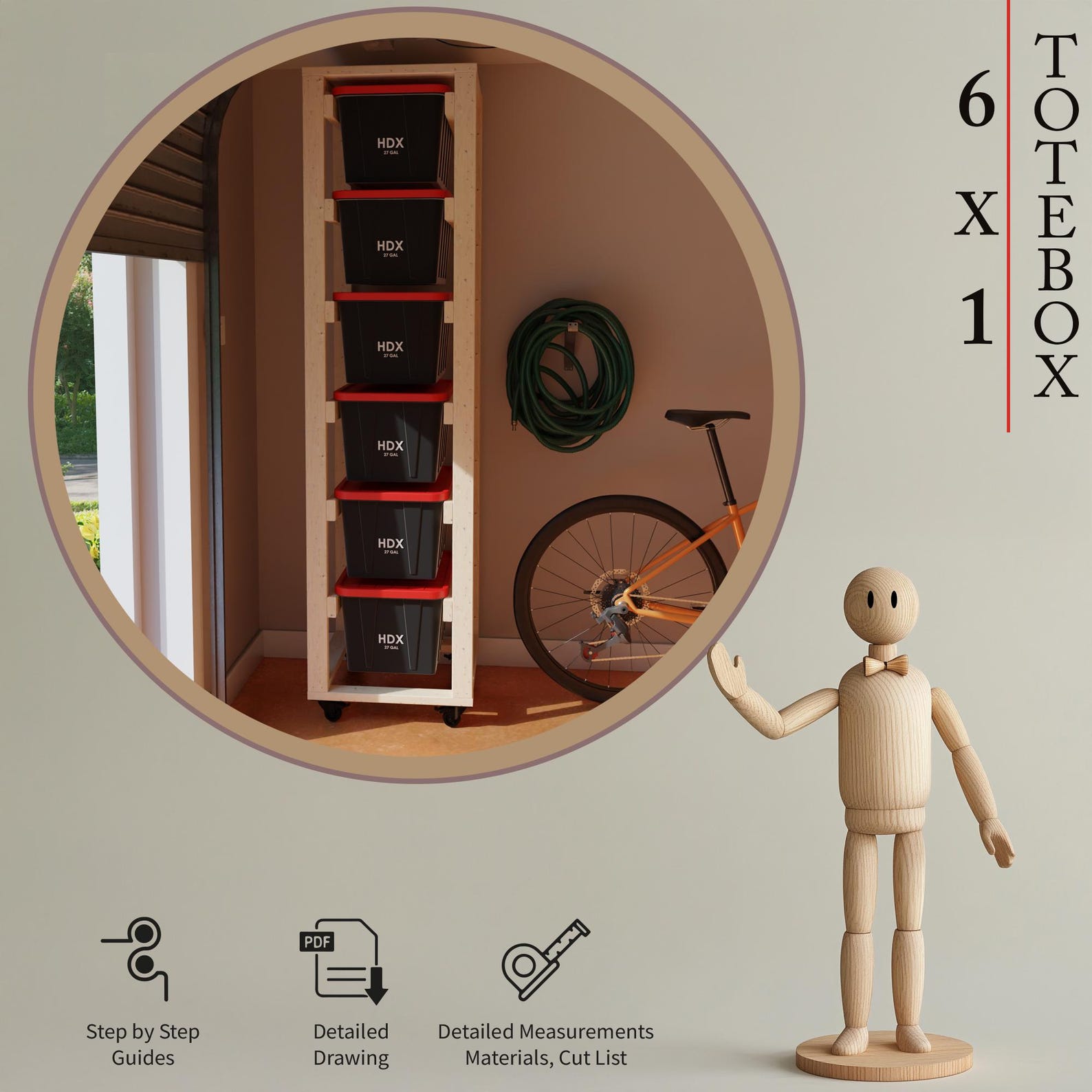 6x1 27 Gallon Storage and DIY Tote Rack for Your Garage - Etsy