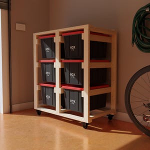 3x2 DIY Rolling Tote Storage and Garage Shelving Plans