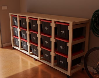Estantes de madera personalizados de 3x5 y planos de organizadores de garaje para armar uno mismo