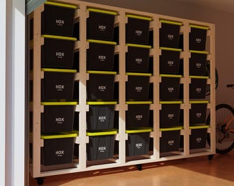 Planos de contenedores de almacenamiento de 5 x 5 y organizadores de garaje hechos a mano