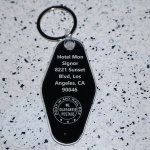 Hotel Mon Signor Sunset Los Angeles Four Rooms Inspired Keychain Tag