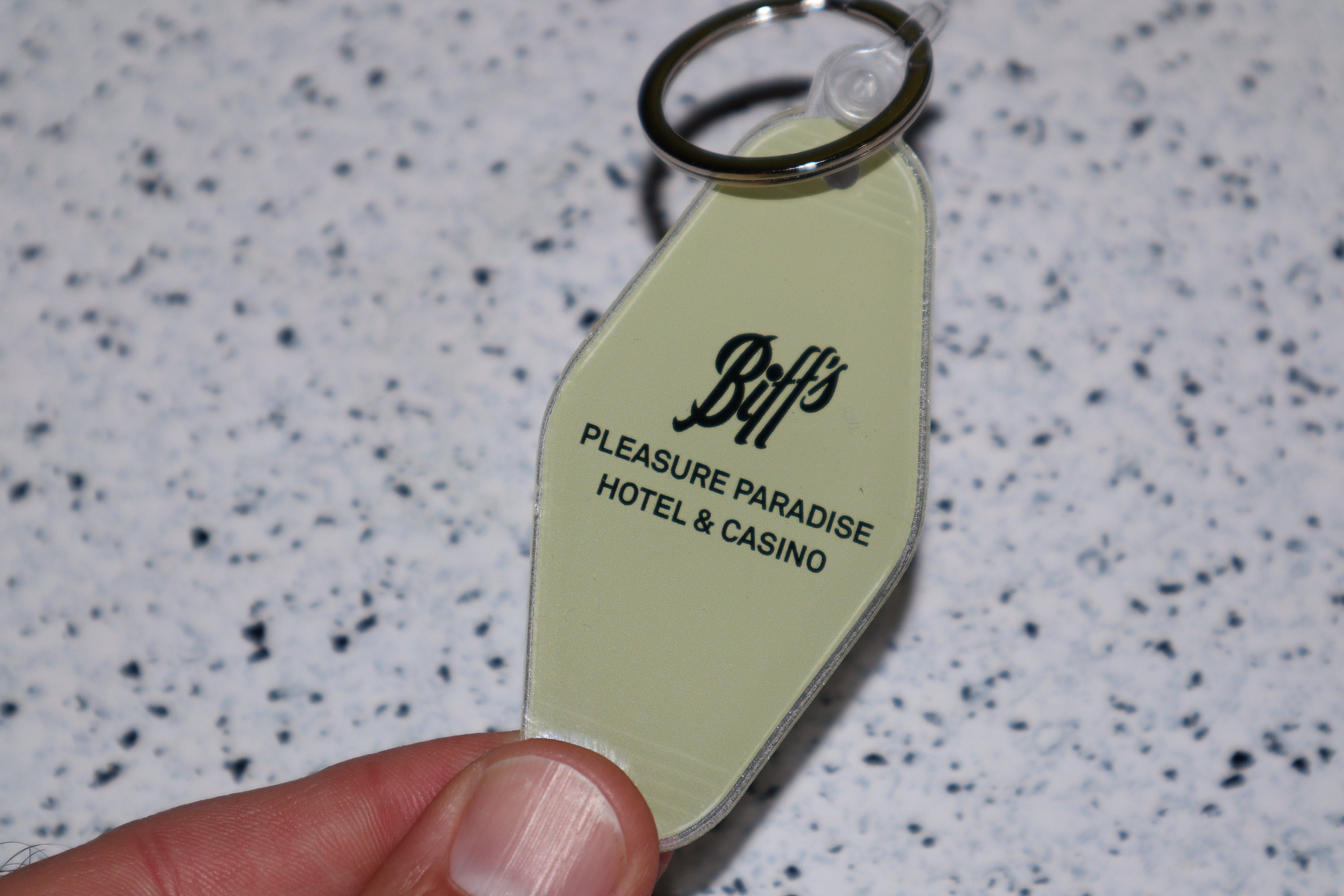 Biff's Pleasure Paradise Hotel & Casino Back To The Future Movie Inspired Keychain Tag