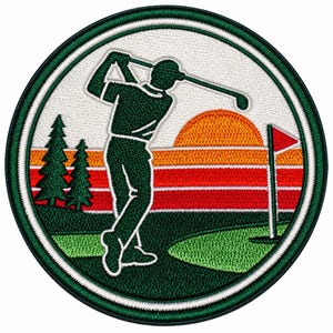 Retro Golf Patch – Vintage 1970s Golfer Embroidered Iron On Patch