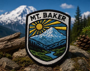 Mt. Baker Snoqualmie National Forest Mountain Bellingham Washington Iron On Travel Patch