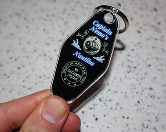 20,000 Leagues Under the Sea Captain Nemo Nautilus Jules Verne Book Inspired Retro Key Tag Keychain