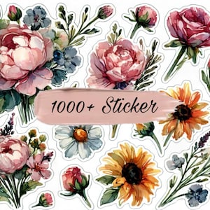 1000+ stickerset aquarel bloemen: levendig, elegant en kunst