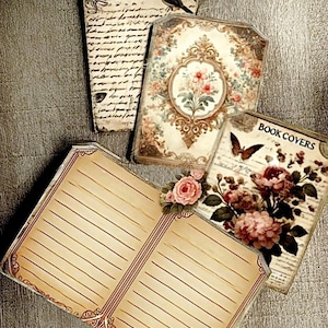Antico, Kit diario di scarto, Effimere, Le mie stampe del portico, Libro, Stampabile, Carta, Diario di scarto, Kit digitale, Vintage, Scarica, Tag del quaderno