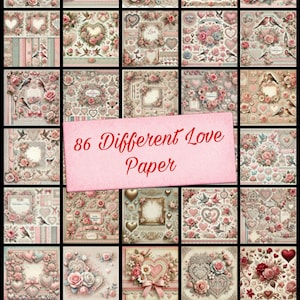 86 papéis para cartas do Dia dos Namorados, conjuntos de scrapbook – perfeitos para cartas de amor, scrapbooking e projetos DIY!
