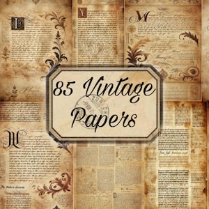 85 Vintage Kalligraphie-Papier | Gealterte handgeschriebene Schrift | Digitaler Download für Scrapbooking & Journaling