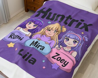 Personalized Anime Plush Blanket, Custom Kids Throw