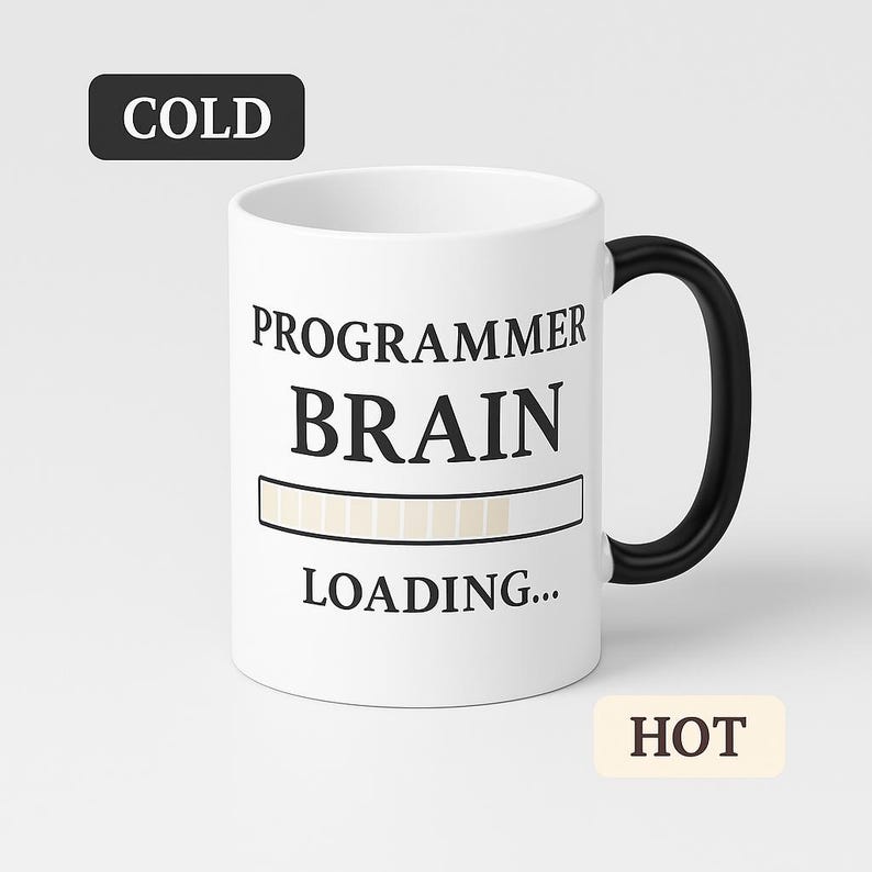 Programmer Brain Loading Kleurveranderende mok, koffiekopje met warmtereactieve codering afbeelding 4