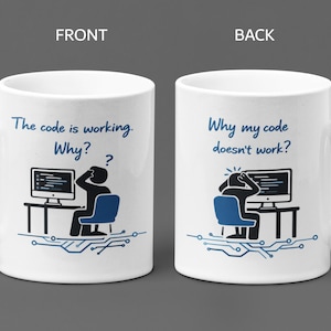 Taza divertida de programador, ¿Por qué mi código no funciona?, Taza de café con humor sobre codificación, Regalo para desarrollador de software, Taza de programador de depuración
