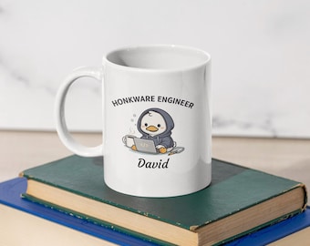 Personalized Programmer Mug, Honkware Engineer Duck, Funny Developer Coffee Mug, Custom Name Coding Mug, Gift for Programmers