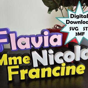 Digital STL/SVG File for 3D Printing  Desk Name Sign – Choose Your Colors & Text