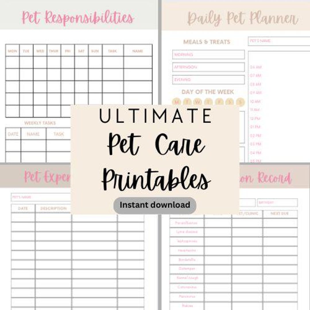 Ultimate Pet Care Printable / 20+ Pages/ Pet Log / Pet Tracker ...