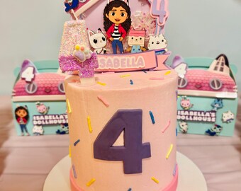 Gabby's Dollhouse Birthday Party Cake Topper and Cupcake toppers! Cats toppers