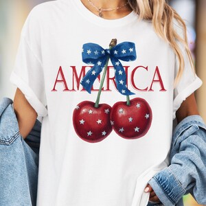 Camisa vintage de cerezas de EE. UU. Comfort Colors®, camisa de cerezas del 4 de julio, camisa del Día de los Caídos, camisa de EE. UU., camisa patriótica, Día de la Independencia