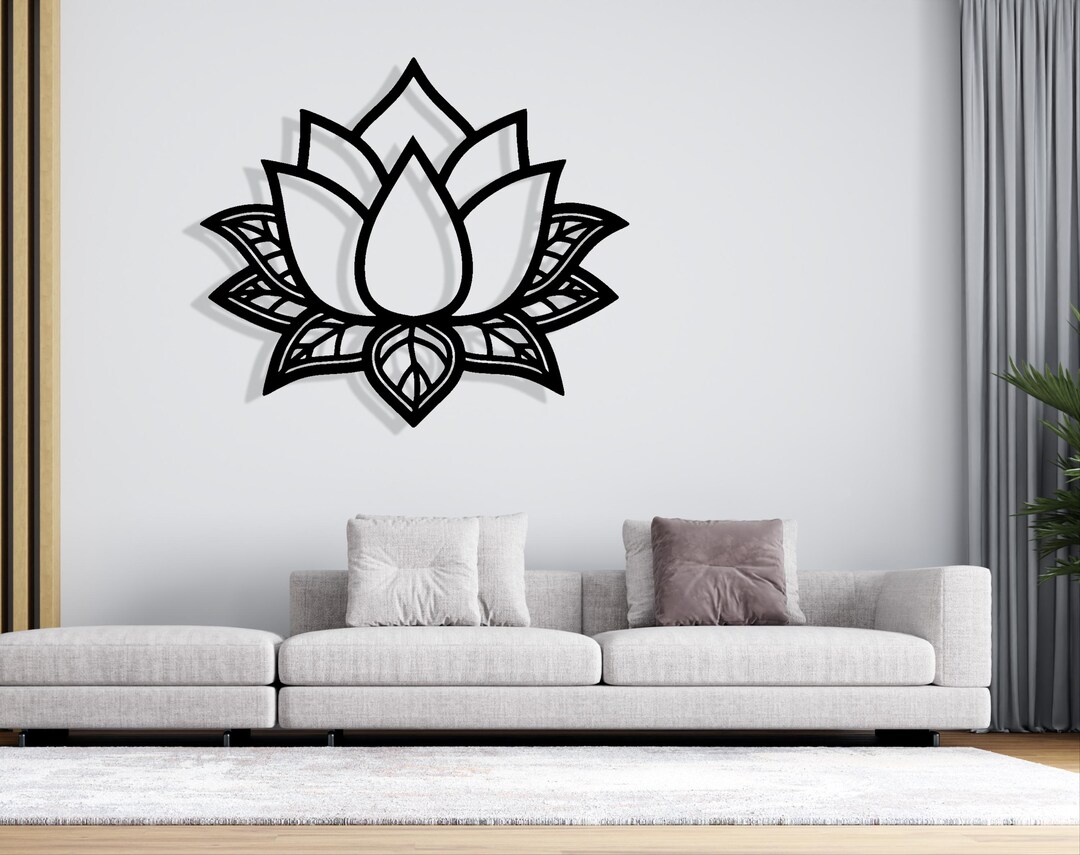 Metal Lotus Flower Wall Art Black, Large Outdoor Wall Decor, Metal Wall ...